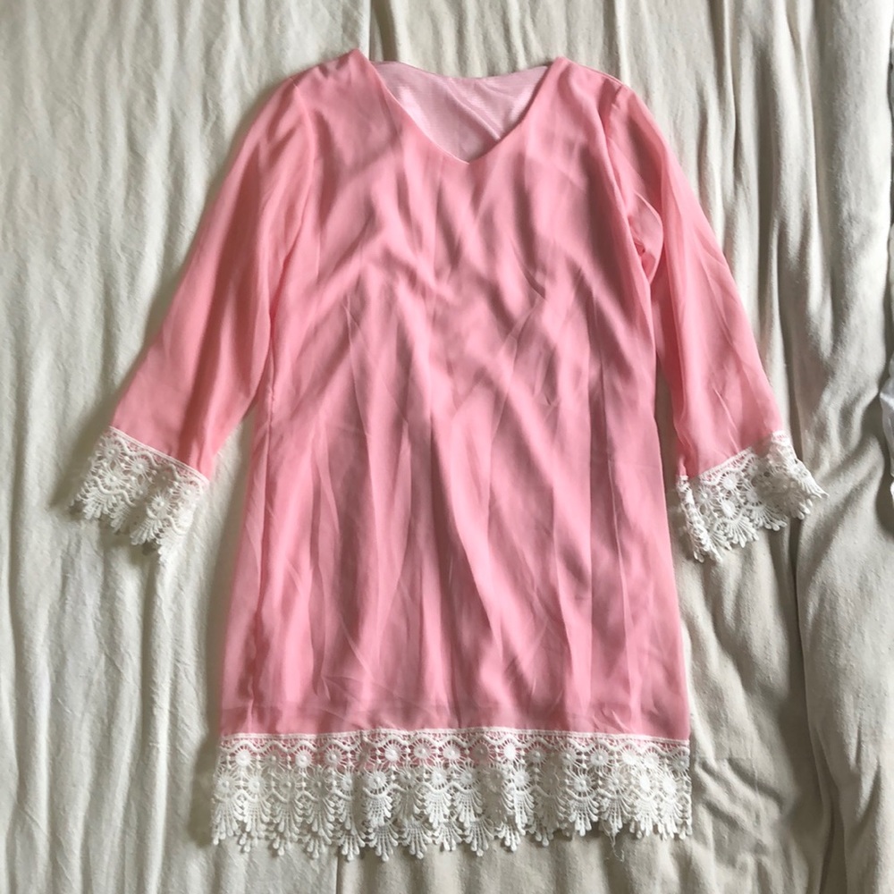 Pink and Lace midi dress